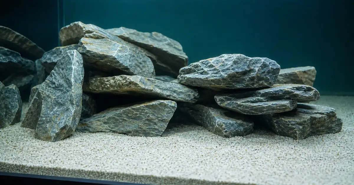 Light-colored mineral substrate suited to African cichlid and hard-water aquariums