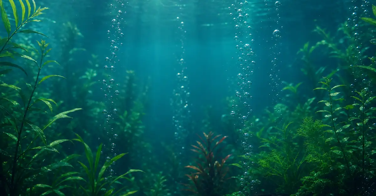 Gentle bubbles rising through clear aquarium water, illustrating the calm flow bettas need